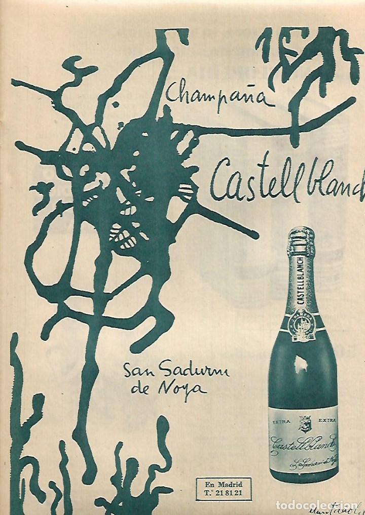 Collezionismo: A&Ntilde;O 1957 RECORTE PRENSA PUBLICIDAD BEBIDAS CASTELLBLANCH CHAMPA&Ntilde;A CAVA CHAMPAN
