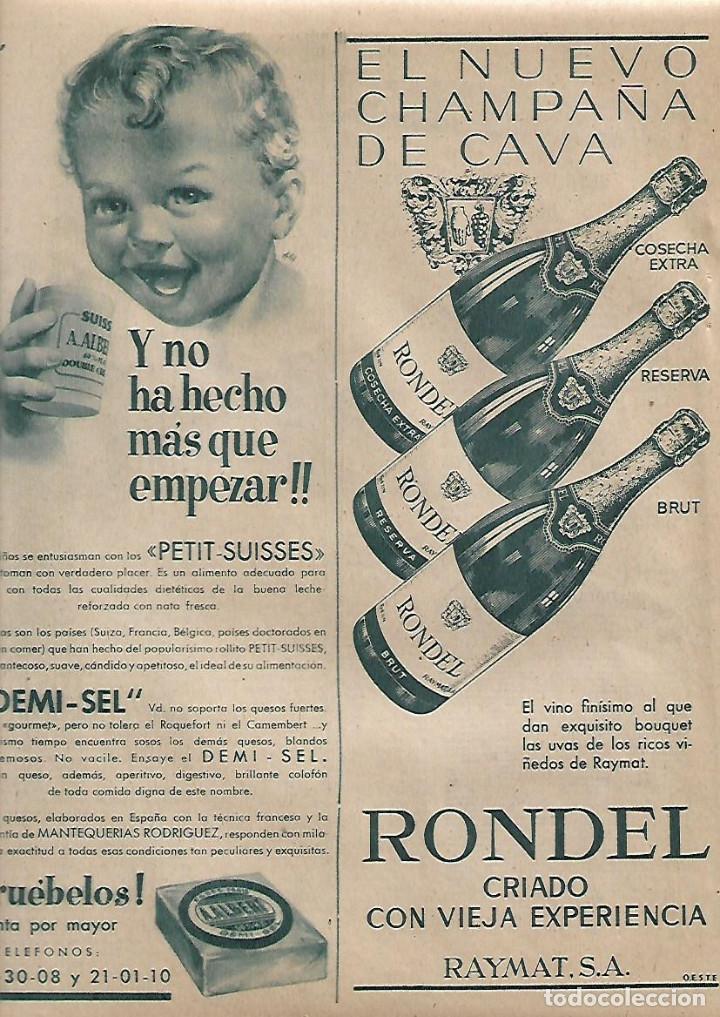 Collezionismo: A&Ntilde;O 1957 RECORTE PRENSA PUBLICIDAD BEBIDAS RONDEL CHAMPA&Ntilde;A DE CAVA