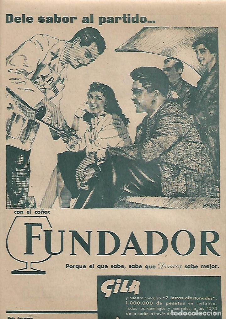 AÑO 1957 RECORTE PRENSA PUBLICIDAD BEBIDAS COÑAC FUNDADOR (Coleccionismo - Laminas, Programas y Otros Documentos)