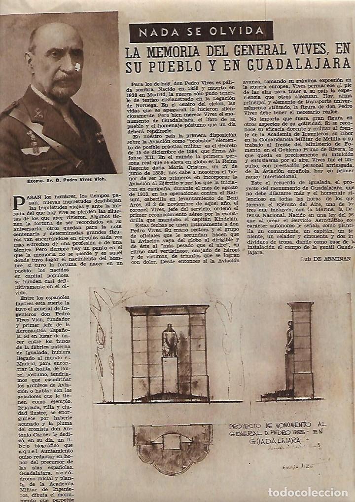 Sammelleidenschaft Papier: A&Ntilde;O 1957 RECORTE PRENSA MONUMENTO A LA MEMORIA DEL GENERAL VIVES GUADALAJARA