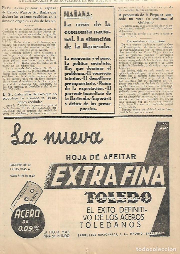 Collezionismo: A&Ntilde;O 1933 RECORTE PRENSA PUBLICIDAD NUEVA HOJA DE AFEITAR EXTRA FINA TOLEDO AFEITADO