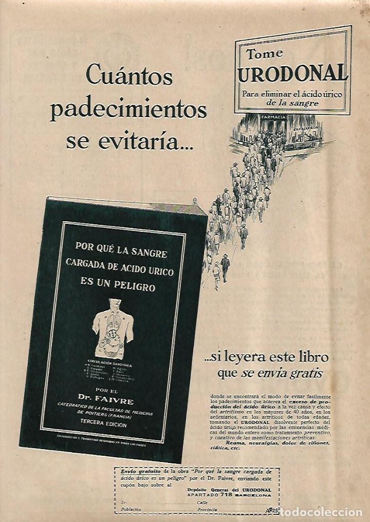 Coleccionismo: A&Ntilde;O 193O RECORTE PRENSA PUBLICIDAD URODONAL ACIDO URICO PRODUCTOS FARMACEUTICOS