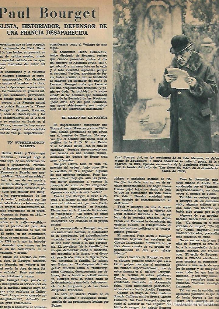 Collezionismo: A&Ntilde;O 1952 RECORTE PRENSA PAUL BOURGET NOVELISTA HISTORIADOR DEFENSOR FRANCIA ESCRITOR