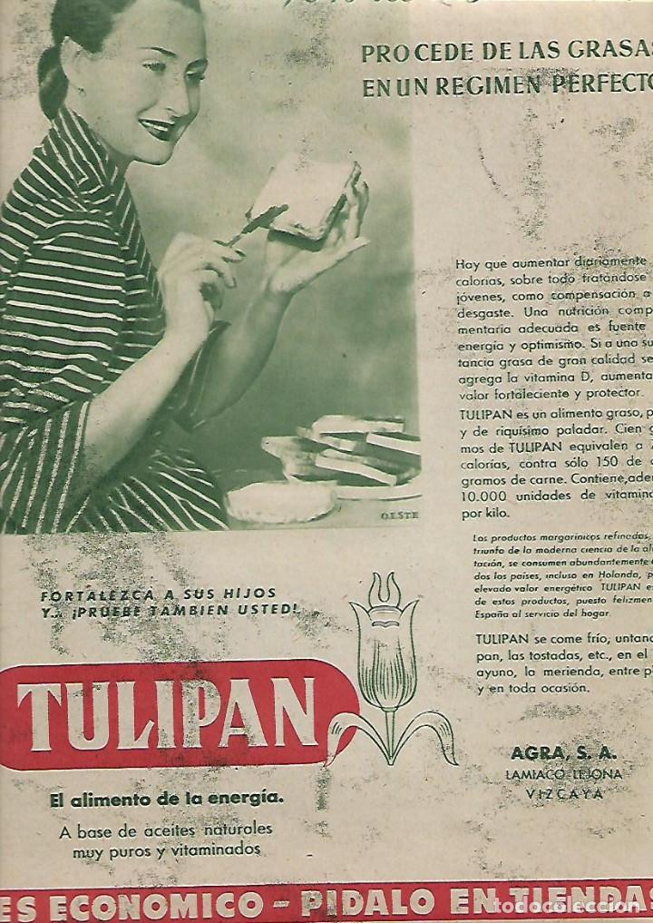Collectionnisme: A&Ntilde;O 1952 RECORTE PRENSA PUBLICIDAD TULIPAN ALIMENTACION NUTRICION