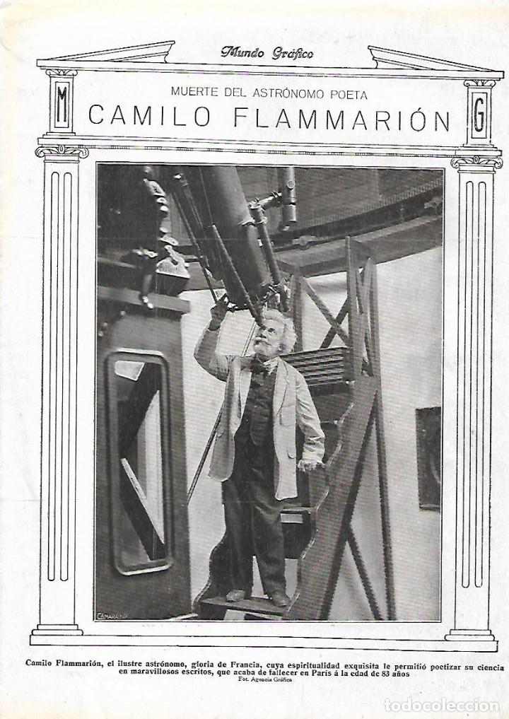 Sammelleidenschaft Papier: A&Ntilde;O 1925 RECORTE PRENSA MUERTE CAMILO FLAMMARION ASTRONOMO POETA ASTRONOMIA