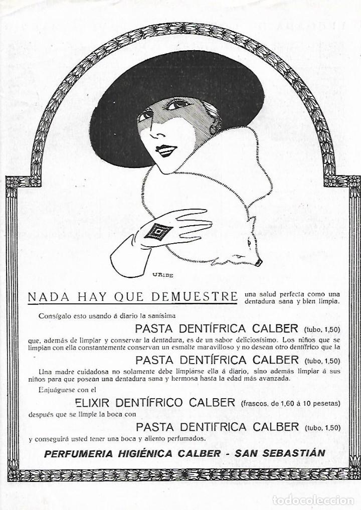 Coleccionismo: A&Ntilde;O 1925 RECORTE PRENSA PUBLICIDAD DENTIFRICO PASTA DENTIFRICA CALBER PERFMERIA CALBER SAN SEBASTIAN