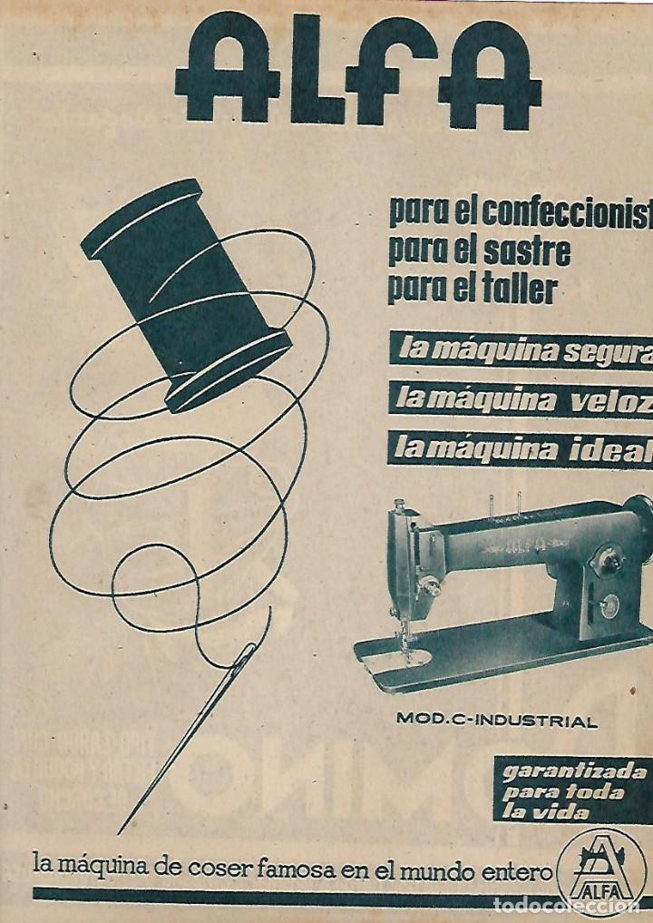 Collezionismo: A&Ntilde;O 1956 RECORTE PRENSA PUBLICIDAD MAQUINA DE COSER ALFA CIGARRILLO DOMINO TABACO FUMAR
