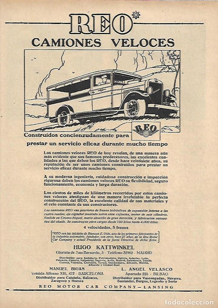 Collezionismo: A&Ntilde;O 1930 RECORTE PRENSA PUBLICIDAD REO CAMION CAMIONES VELOCES TRANSPORTE