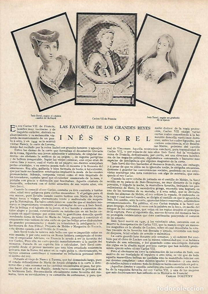 Collezionismo: A&Ntilde;O 1930 RECORTE PRENSA HISTORIA INES SOREL LAS FAVORITAS DE LOS GRANDES REYES