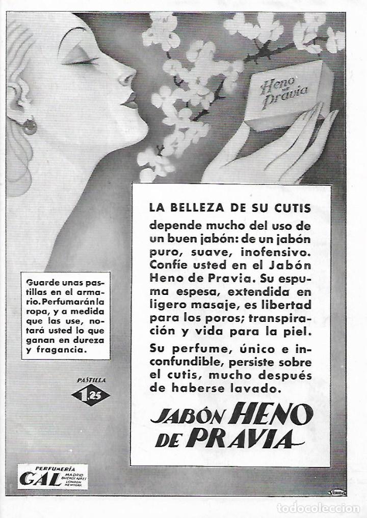Collectionnisme: A&Ntilde;O 1930 RECORTE PRENSA PUBLICIDAD PASTILLA DE JABON HENO DE PRAVIA PERFUMERIA GAL