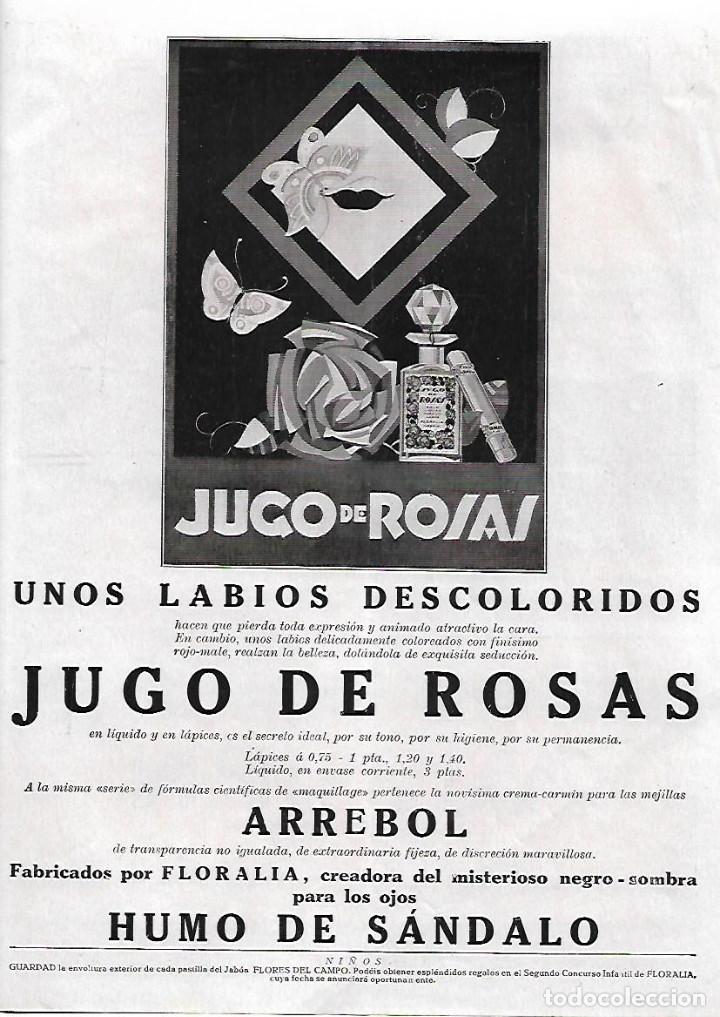 Collezionismo: A&Ntilde;O 1928 RECORTE PRENSA PUBLICIDAD PERFUMERIA FLORALIA JUGO DE ROSAS LABIOS ARREBOL MAQUILLAJE
