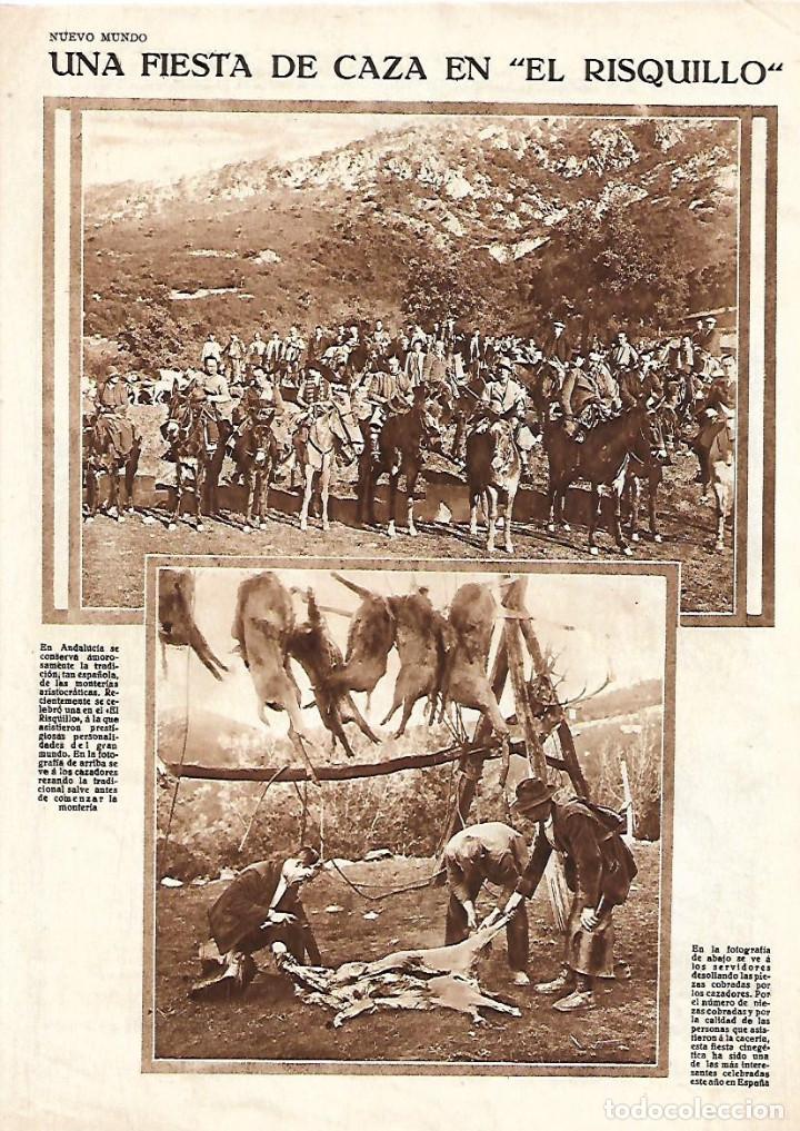Sammelleidenschaft Papier: A&Ntilde;O 1929 RECORTE PRENSA CAZA CACERIA FIESTA DE CAZA EN EL RISQUILLO MONTERIA ARISTOCRATICA ANDALUCIA