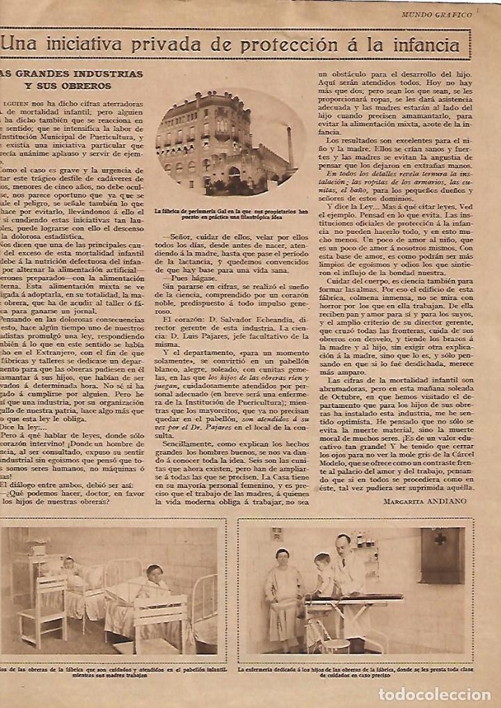 Coleccionismo: A&Ntilde;O 1928 RECORTE PRENSA PROTECCION INFANCIA FABRICA PERFUMERIA GAL NI&Ntilde;OS DE LOS OBREROS
