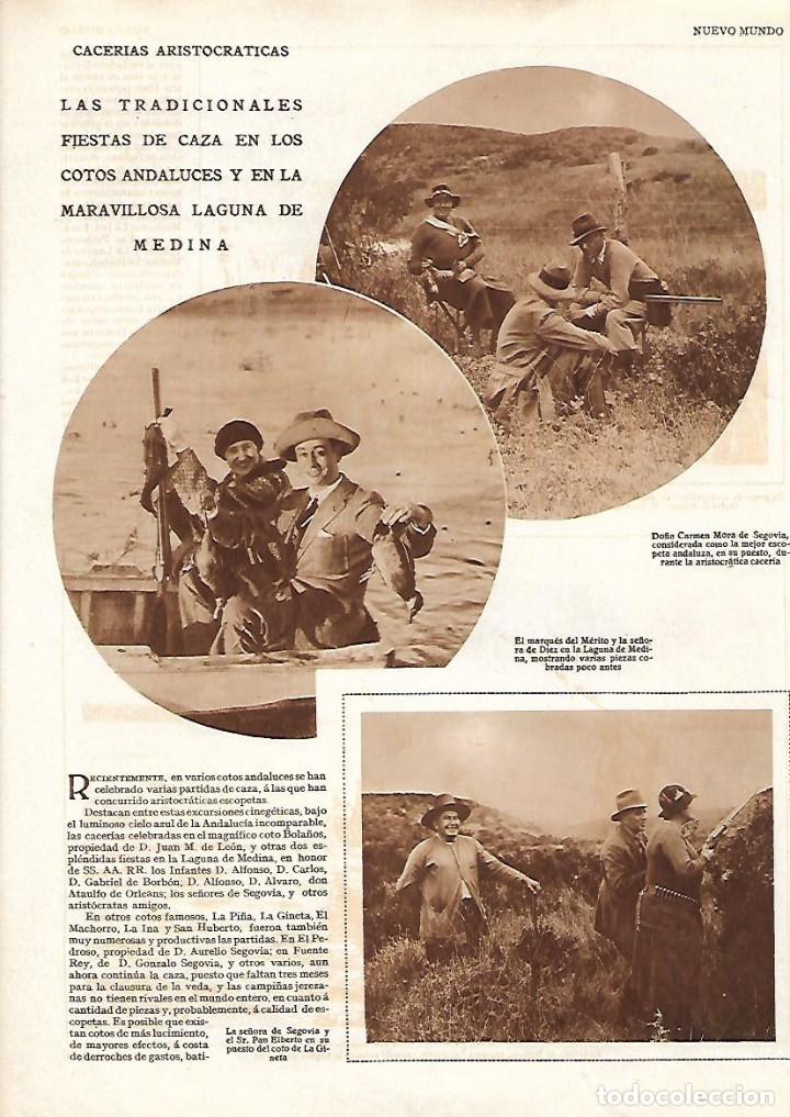 Collezionismo: A&Ntilde;O 1928 RECORTE PRENSA CAZA CACERIA TRADICION FIESTA CACERIA ARISTOCRATICA LAGUNA DE MEDINA
