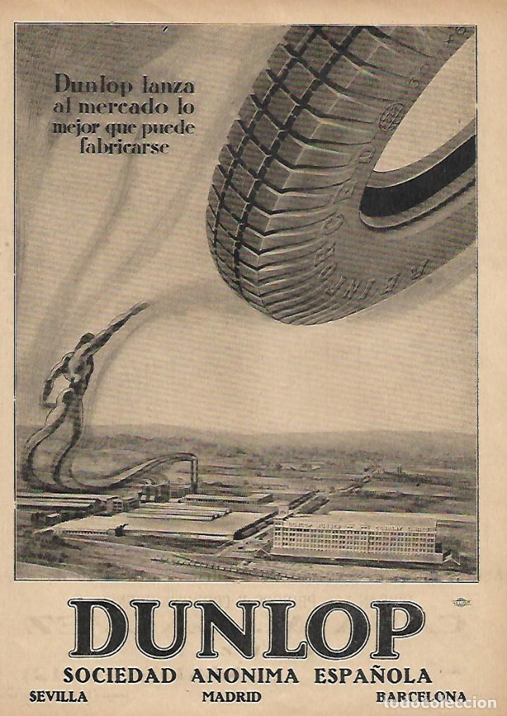 Collectionnisme: A&Ntilde;O 1928 RECORTE PRENSA PUBLICIDAD NEUMATICOS DUNLOP SOCIEDAD ANONIMA ESPA&Ntilde;OLA