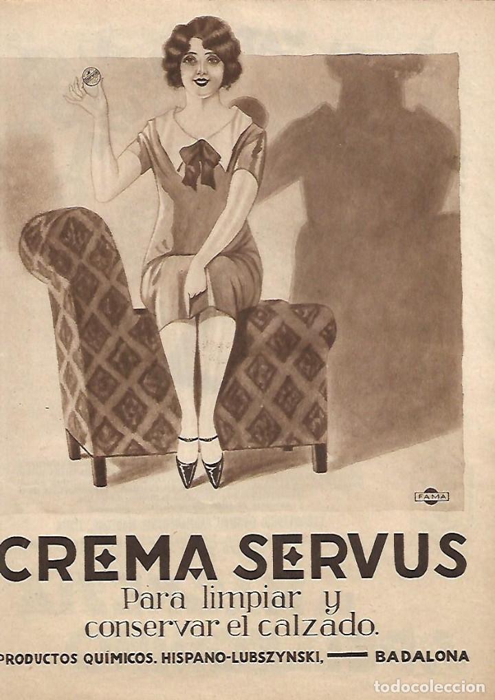 Collezionismo: A&Ntilde;O 1928 RECORTE PRENSA PUBLICIDAD CREMA SERVUS LIMPIA CALZADO BADALONA