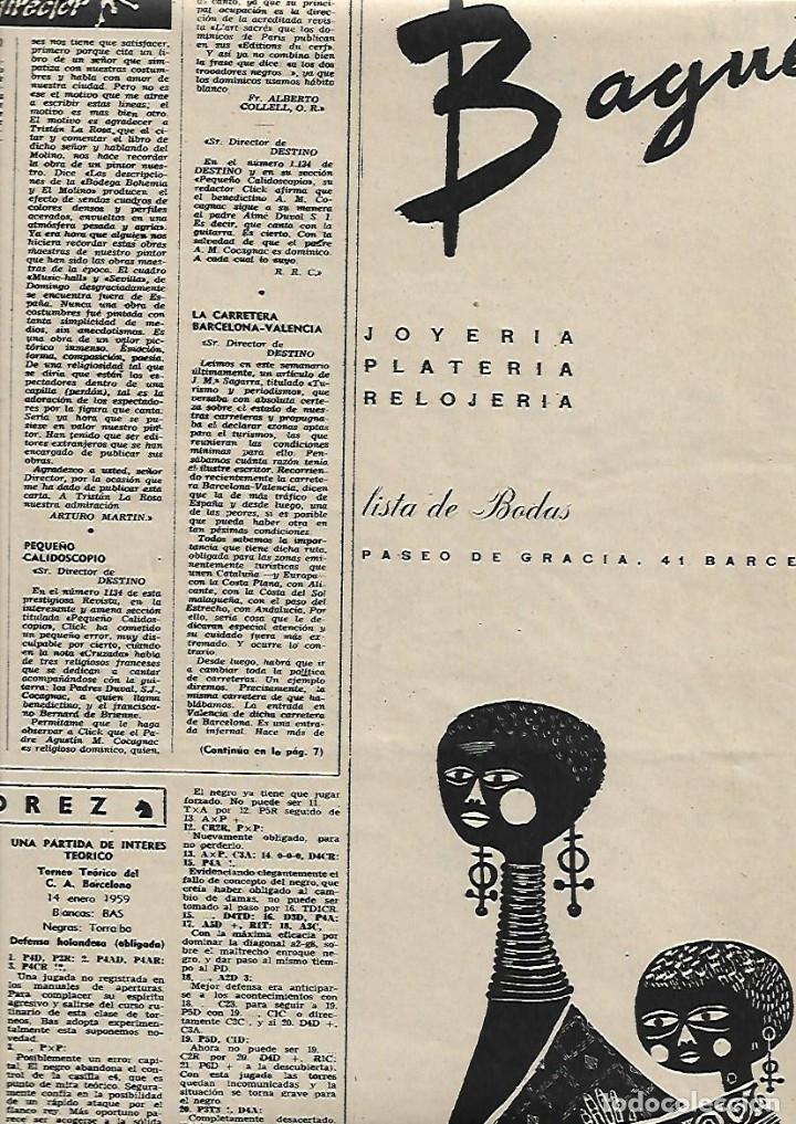 Collectionnisme: A&Ntilde;O 1959 RECORTE PRENSA PUBLICIDAD BAGUES JOYERIA PLATERIA RELOJERIA PASSEIG DE GRACIA 41