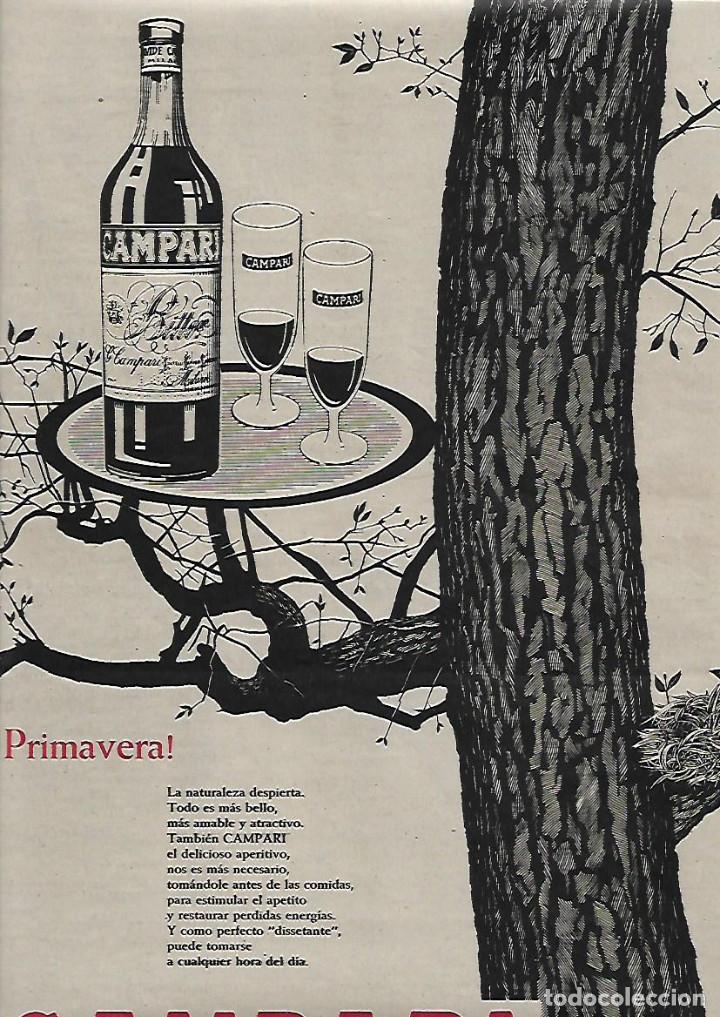 Colecionismo: A&Ntilde;O 1959 RECORTE PRENSA PUBLICIDAD BEBIDAS CAMPARI LICOR APERITIVO