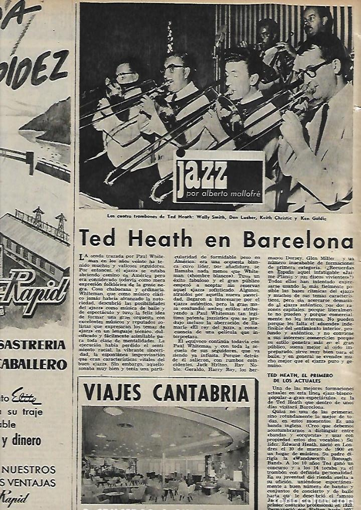 Colecionismo: A&Ntilde;O 1959 RECORTE PRENSA MUSICA TED HEATH EN BARCELONA JAZZ