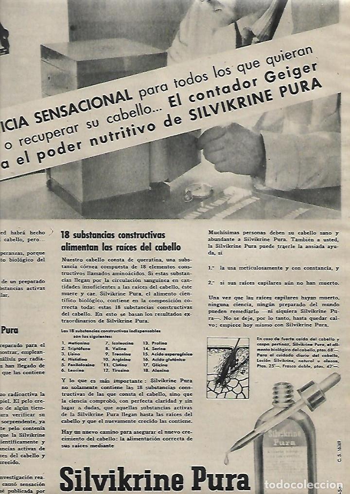 Collectionnisme: A&Ntilde;O 1958 RECORTE PRENSA PUBLICIDAD SILVIKRINE PURA CONTADOR GEIGER CALVICIE