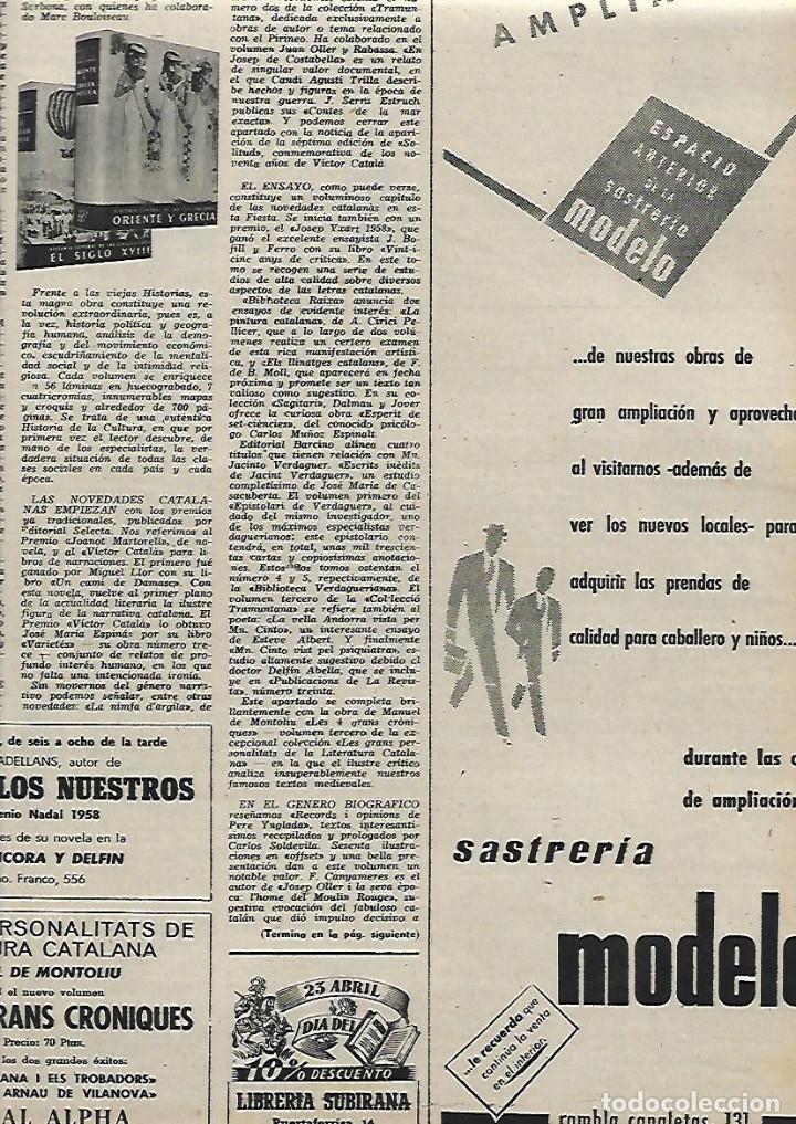 Collectionnisme: A&Ntilde;O 1958 RECORTE PRENSA PUBLICIDAD COMERCIO SASTRERIA MODELO RAMBLA CANALETAS 131