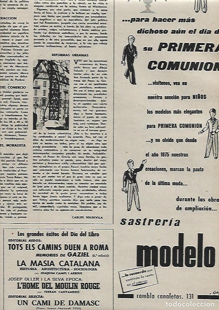 Collectionnisme: A&Ntilde;O 1959 RECORTE PRENSA PUBLICIDAD COMERCIO SASTRERIA MODELO RAMBLA CANALETAS 131 BARCELONA