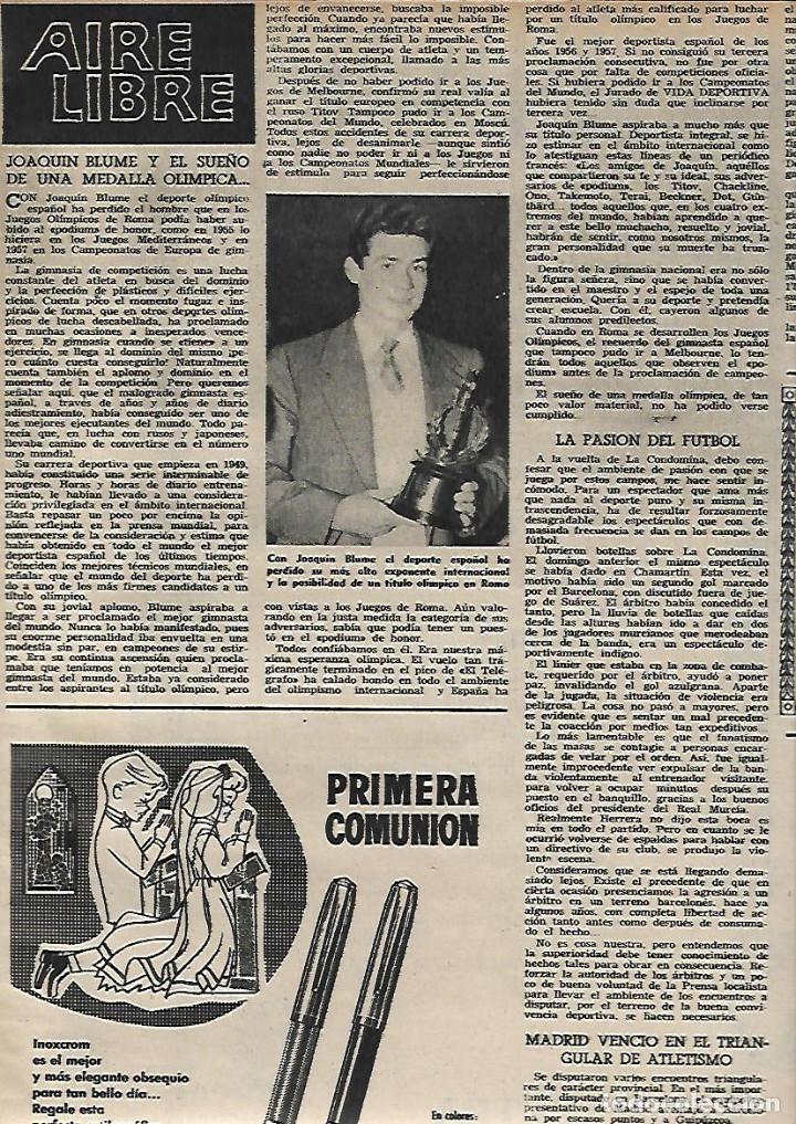 Collectionnisme: A&Ntilde;O 1959 RECORTE PRENSA DEPORTES GIMNASIA ARTISTICA JOAQUIN BLUME OLIMPIADAS ROMA