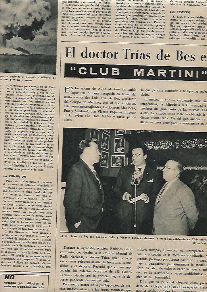 Collectionnisme: A&Ntilde;O 1959 RECORTE PRENSA EL DOCTOR TRIAS DE BES EN EL CLUB MARTINI