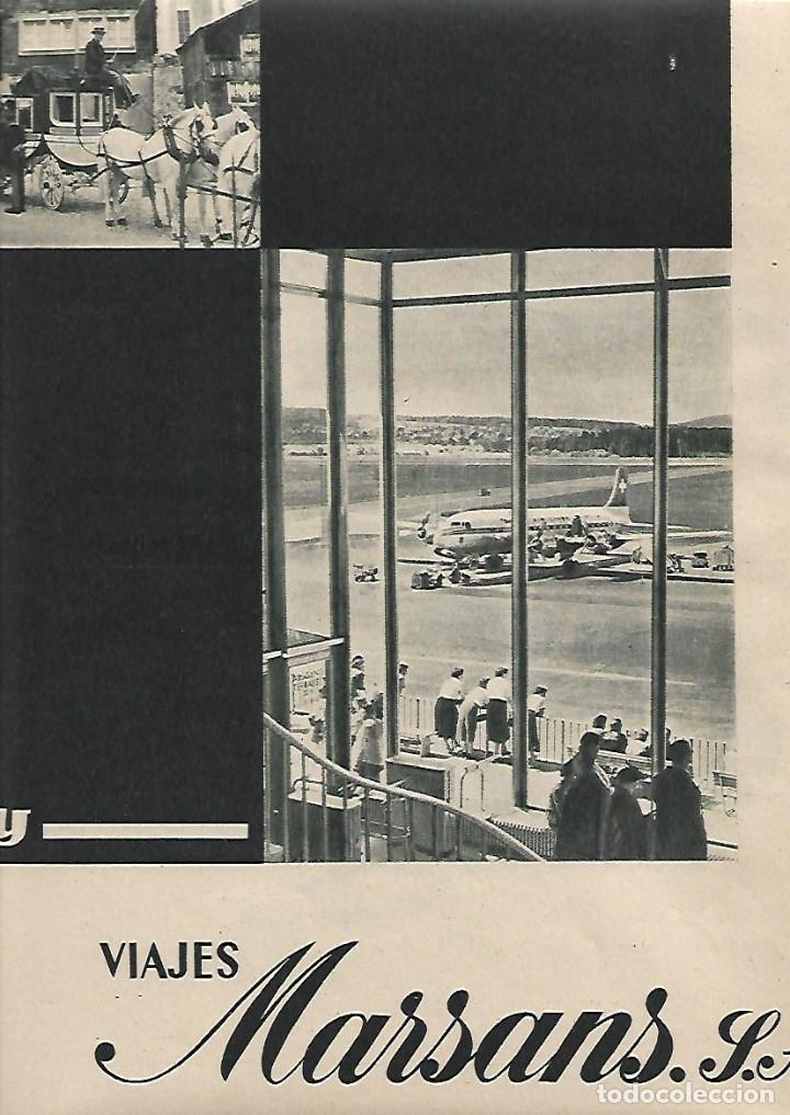 Collezionismo: A&Ntilde;O 1958 RECORTE PRENSA PUBLICIDAD VIAJES MARSANS TURISMO AGENCIA DE VIAJES