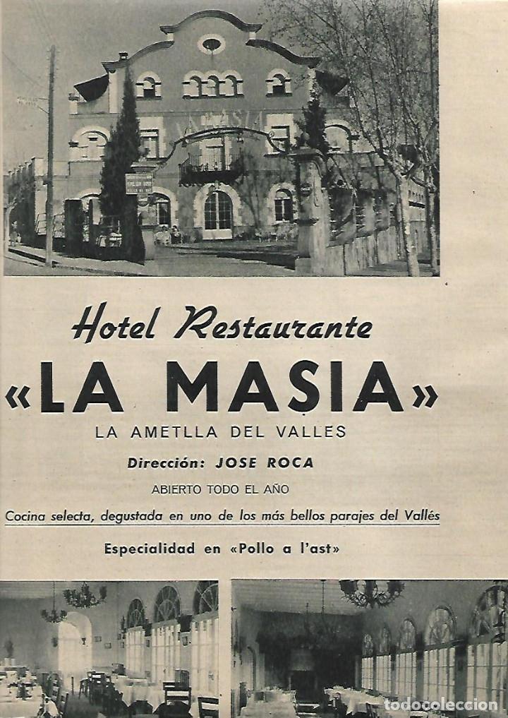 Collezionismo: A&Ntilde;O 1958 RECORTE PRENSA PUBLICIDAD RESTAURANTE LA MASIA AMETLLA DEL VALLES JOSE ROCA POLLO A L'AST