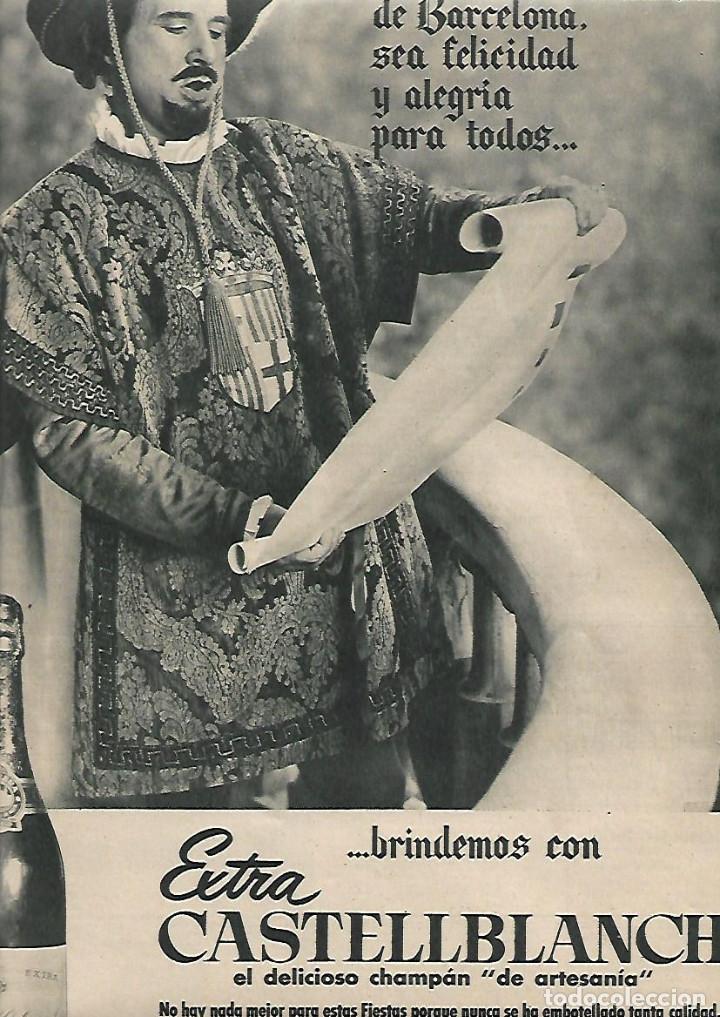 Collectionnisme: A&Ntilde;O 1958 RECORTE PRENSA PUBLICIDAD BEBIDAS EXTRA CASTELLBLANCH CHAMPAN CAVA FIESTA MAYOR BARCELONA
