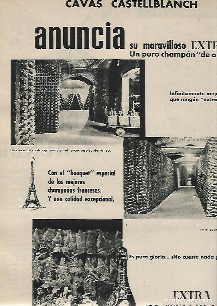 Collezionismo: A&Ntilde;O 1958 RECORTE PRENSA PUBLICIDAD BEBIDAS ANUNCIO CAVA EXTRA CASTELLBLANCH CHAMPAN CHAMPA&Ntilde;A