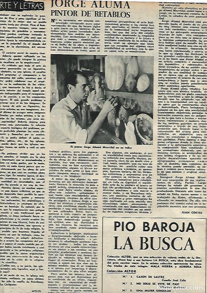 Collezionismo: A&Ntilde;O 1958 RECORTE PRENSA ARTE PINTURA JORGE JORDI ALUMA PINTOR DE RETABLOS