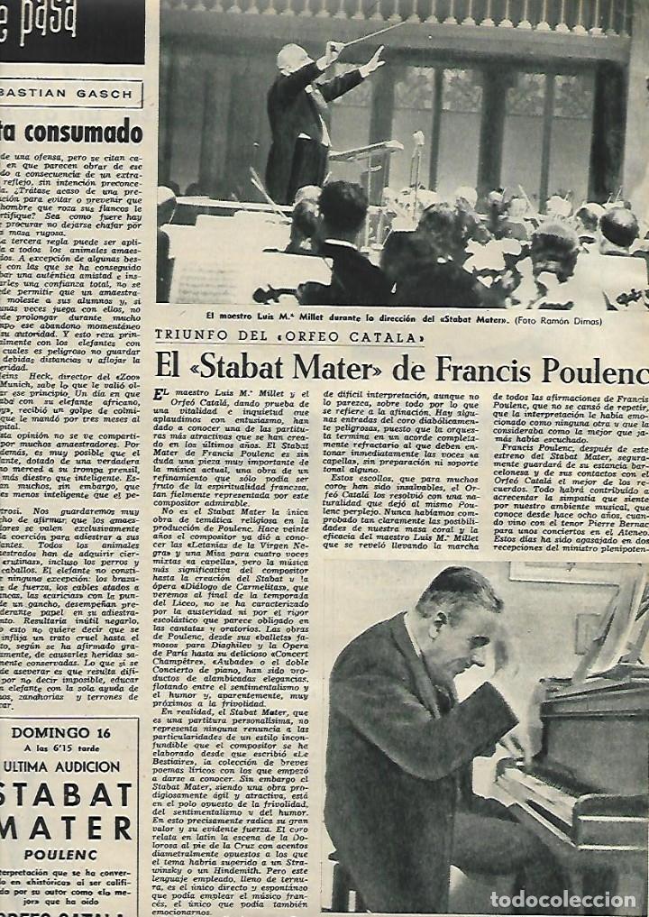 Collectionnisme: A&Ntilde;O 1958 RECORTE PRENSA MUSICA STABAT MATER DE FRANCIS POULENC EXITO ORFEO CATALA