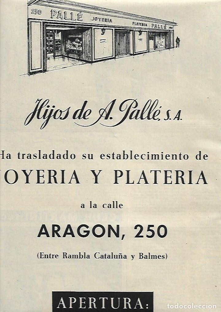 Collezionismo: A&Ntilde;O 1958 RECORTE PRENSA PUBLICIDAD COMERCIO HIJOS DE A PALLE JOYERIA PLATERIA APERTURA CALLE ARAGON
