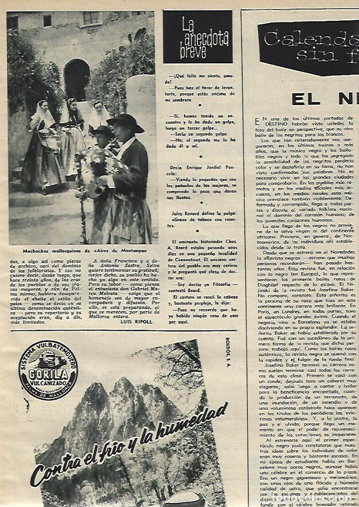 Colecionismo: A&Ntilde;O 1958 RECORTE PRENSA MALLORCA DANZA TIPICA BAILE MALLORQUIN SES SENYORES SELVA AIRES DE MONTANYA
