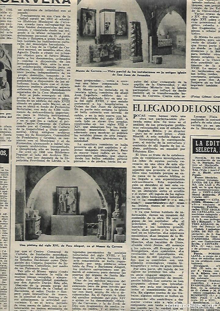 Colecionismo: A&Ntilde;O 1958 RECORTE PRENSA MUSEO DE CERVERA LLEIDA LERIDA