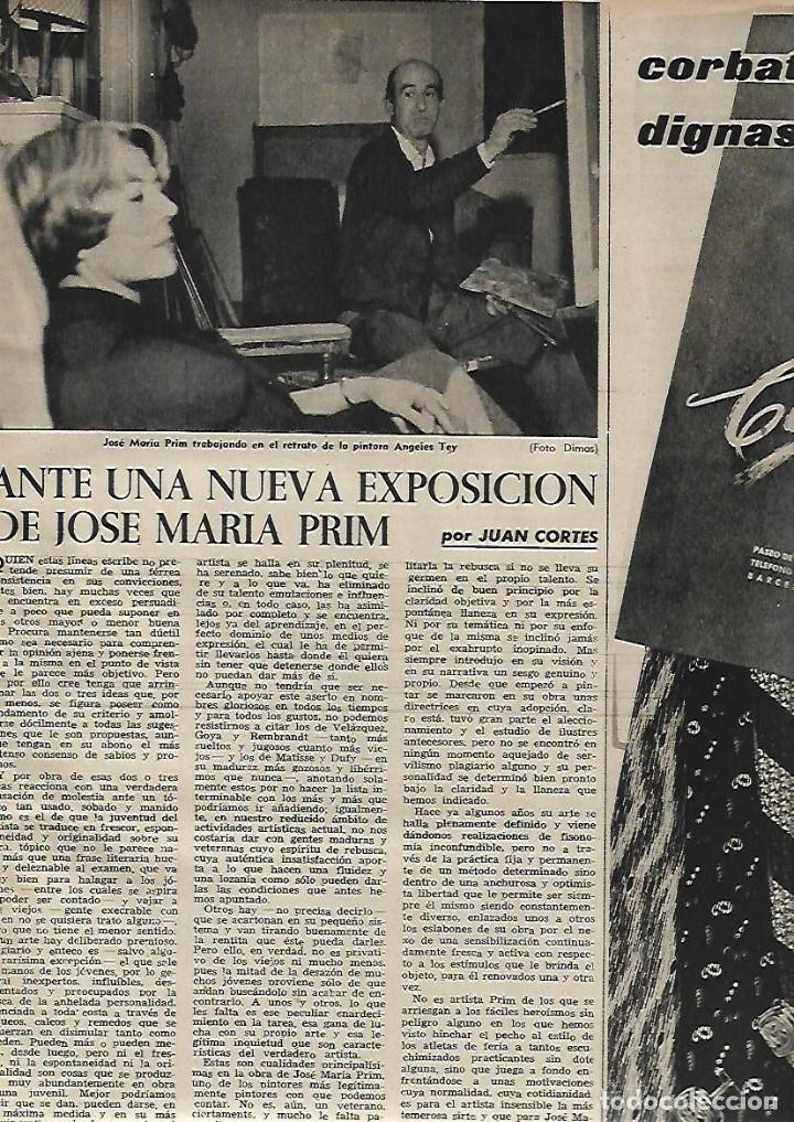 Collectionnisme: A&Ntilde;O 1958 RECORTE PRENSA ARTE PINTURA EXPOSICION JOSE MARIA PRIM RETRATO ANGELES TEY PINTORA
