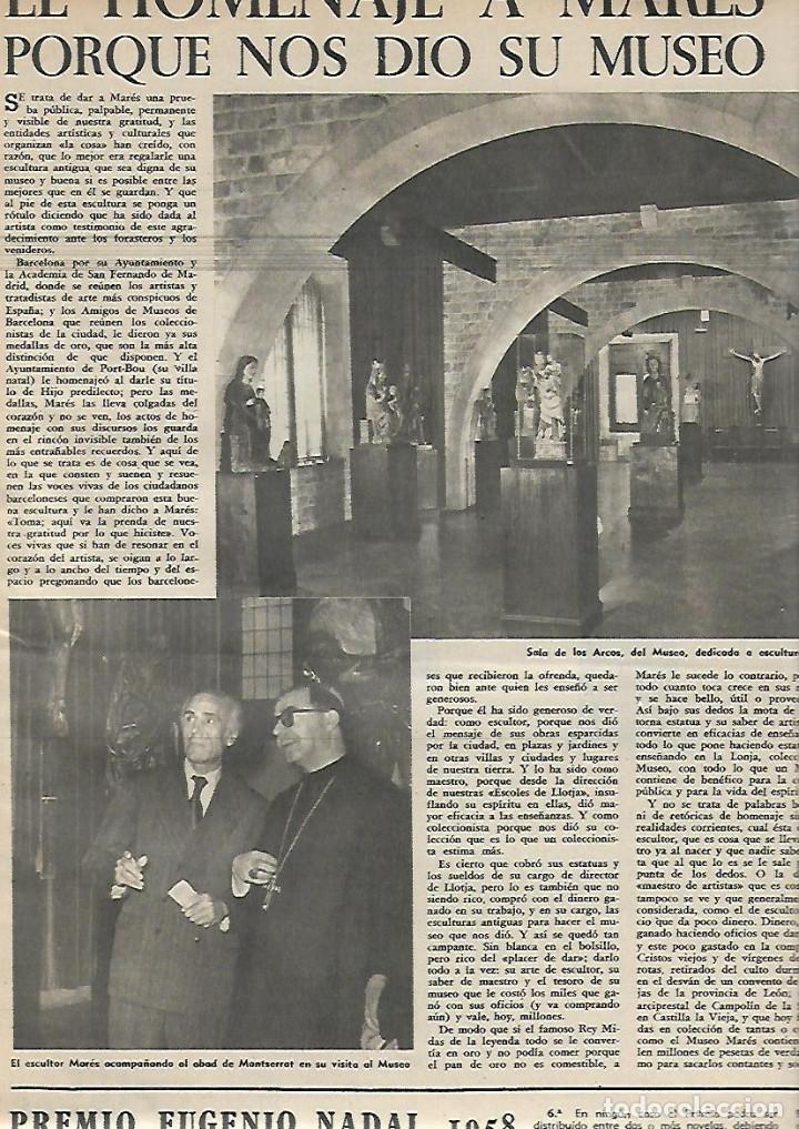 Collezionismo: A&Ntilde;O 1958 RECORTE PRENSA ESCULTURA HOMENAJE ESCULTOR MARES DONACION MUSEO MARES