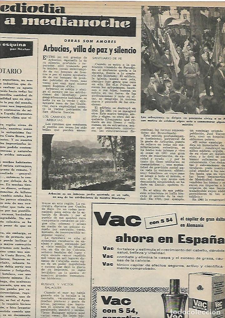 Collectionnisme: A&Ntilde;O 1958 RECORTE PRENSA ABUCIAS ARBUCIES VILLA DE PAZ Y SILENCIO HOSPITAL AMBULANCIA PROCESION