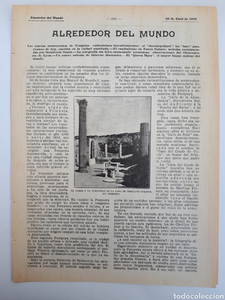 Coleccionismo: Las nuevas excavaciones de Pompeya. Y otros articulos. 1912