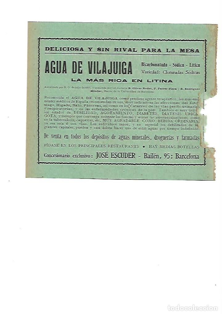 Coleccionismo: A&Ntilde;O 1905 PUBLICIDAD AGUA DE VILAJUIGA LITINA JOSE ESCUDER VASCO RECUERO CAMINERO VINOS VALDEPE&Ntilde;AS
