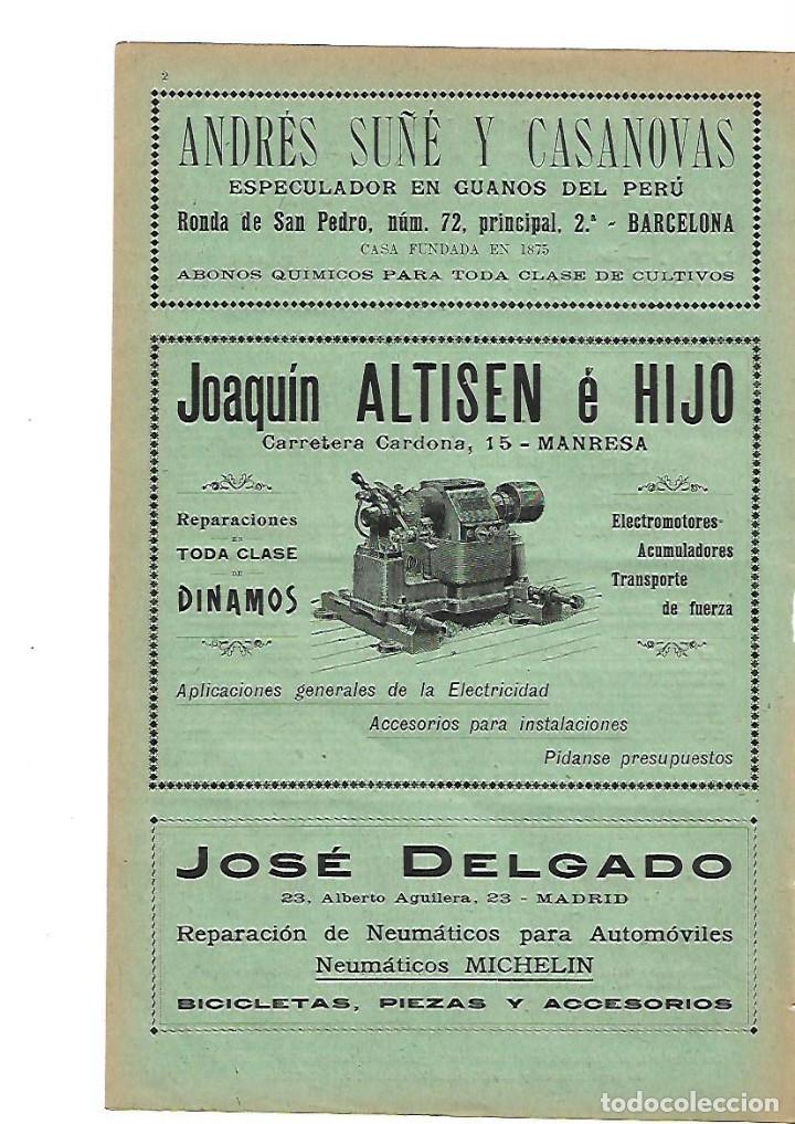 Coleccionismo: A&Ntilde;O 1905 PUBLICIDAD JOAQUIN ALTISEN E HIJO REPARACION DINAMOS MANRESA ANDRES SU&Ntilde;E GUANOS DEL PERU