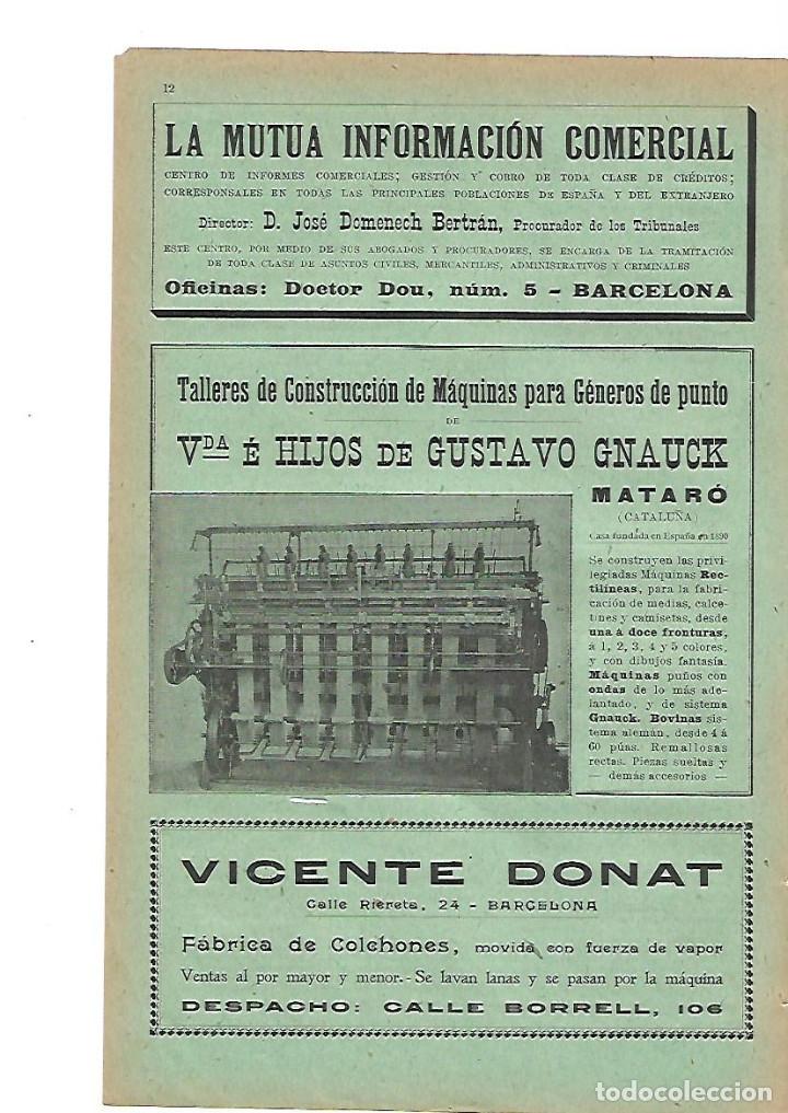 Coleccionismo: A&Ntilde;O 1905 PUBLICIDAD GUSTAVO GNAUCK MATARO MAQUINA GENEROS DE PUNTO VICENTE DONAT FABRICA COLCHONES