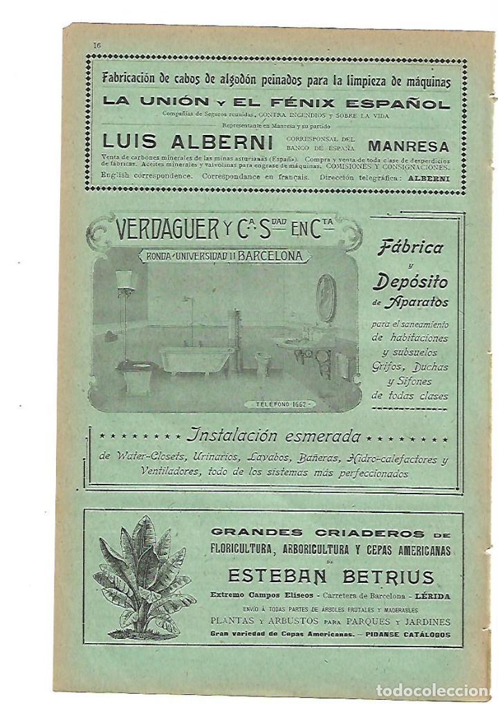 Collecting paper: A&Ntilde;O 1905 PUBLICIDAD LA UNION Y EL FENIX LUIS ALBERNI MANRESA VERDAGUER LAVABOS BA&Ntilde;O ESTEBAN BETRIUS
