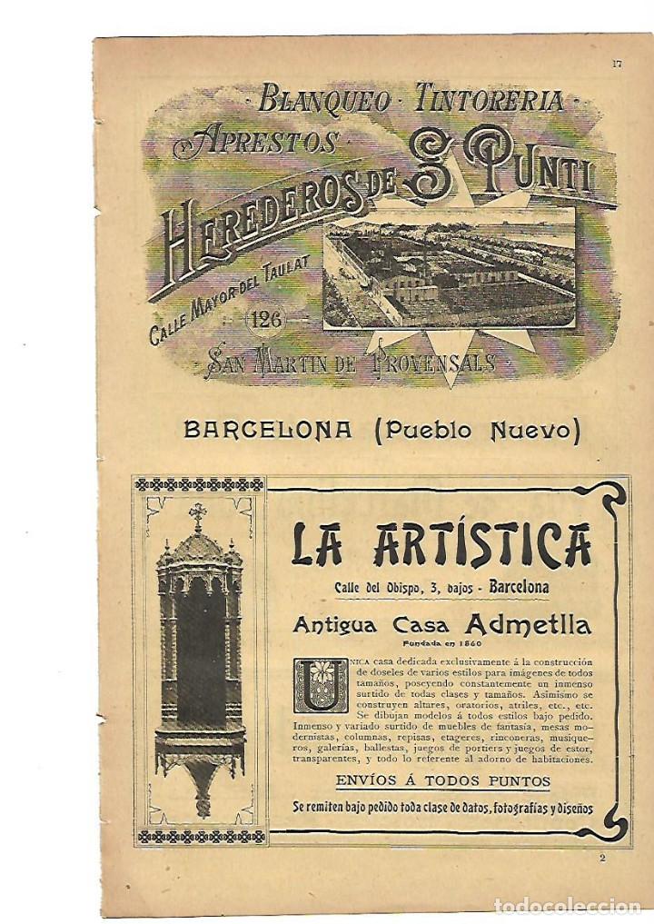 Collectionnisme: A&Ntilde;O 1905 PUBLICIDAD HEREDEROS DE PUNTI TINTORERIA POBLE NOU BARCELONA LA ARTISTICA CASA ADMETLLA