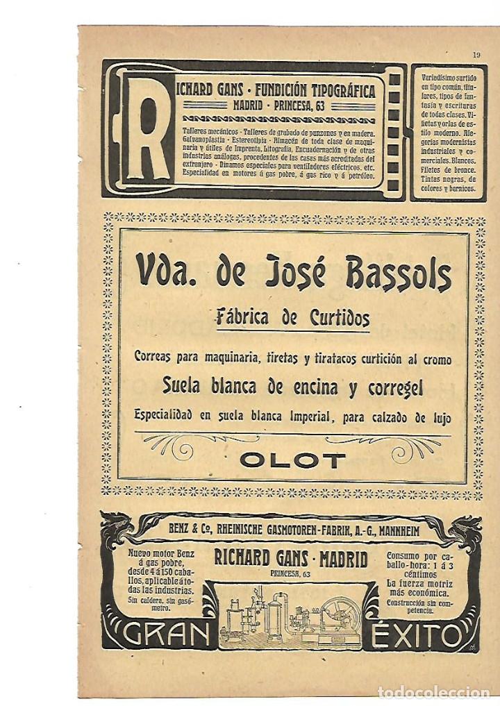 Collezionismo: A&Ntilde;O 1905 PUBLICIDAD RICHARD GANS MADRID FUNDICION TIPOGRAFICA JOSE BASSOLS CURTIDOS OLOT CORREAS