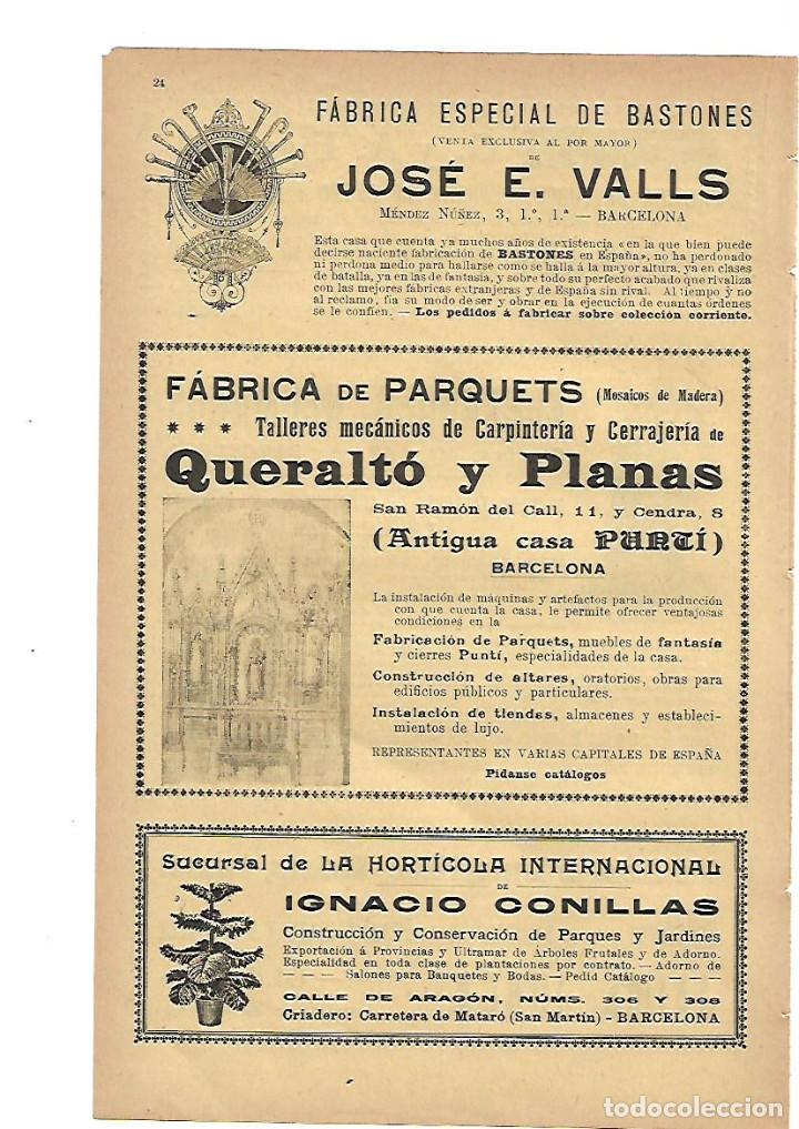 Collectionnisme: A&Ntilde;O 1905 PUBLICIDAD FABRICA BASTONES JOSE VALLS PARQUET QUERALTO PLANAS ANTIGUA CASA PURTI