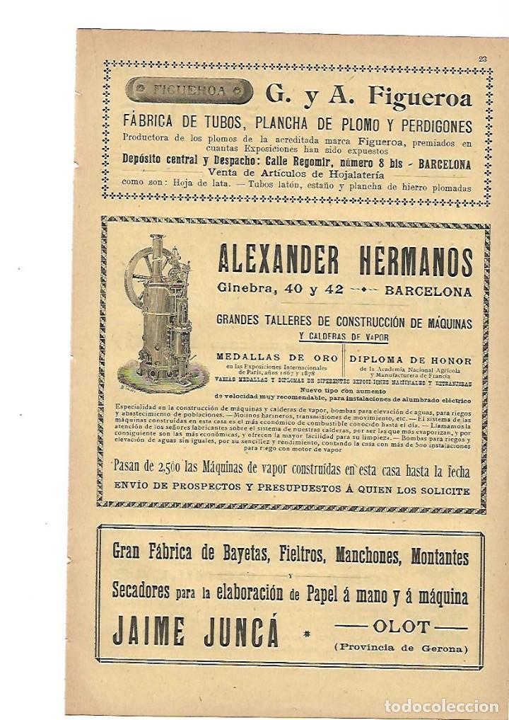 Coleccionismo: A&Ntilde;O 1905 PUBLICIDAD FIGUEROA FABRICA PERDIGONES ALEXANDER HERMANOS JAIME JUNCA OLOT BAYETAS