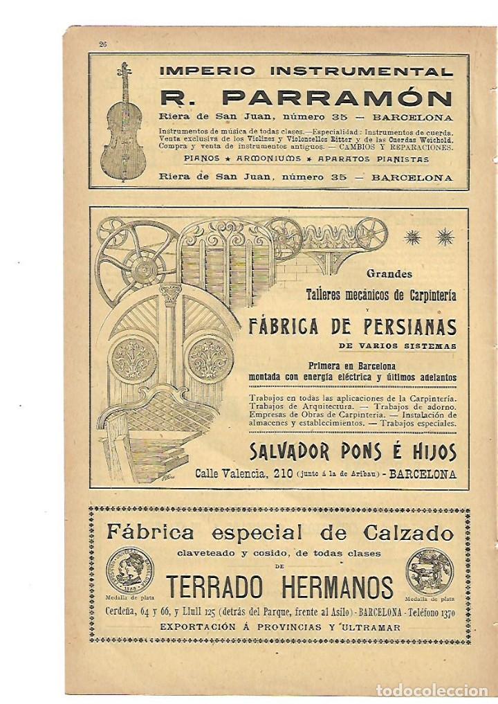 Colecionismo: A&Ntilde;O 1905 PUBLICIDAD PIANOS PARRAMON FABRICA PERSIANAS SALVADOR PONS CALZADO TERRADO HERMANOS